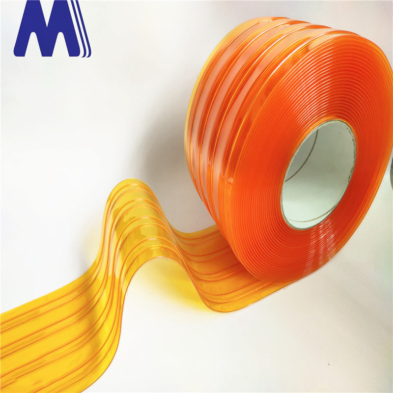 Ribbed Clear Door Curtain Orange Anti-Insect Plastic Strip Curtain